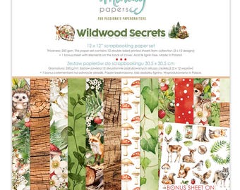 Wildwood Secrets Scrapbooking Mintay Papers Kit, Vacation Hike Forest Animals Trip Designer Paper Crafts, Die Cuts Stickers DIY card album