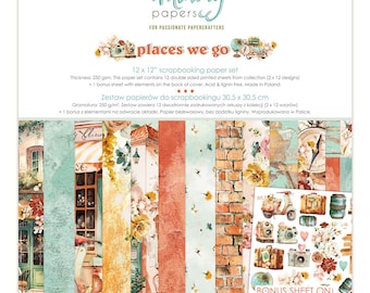 Kit de collection de scrapbooking Places We Go par Mintay Papers, travaux manuels en papier de voyage de vacances, kit d'album de créateur en papier découpé avec des matrices éphémères