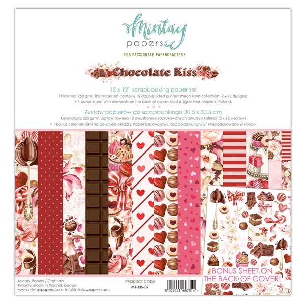 Chocolate Kiss Scrapbooking Collection Kit by Mintay Papers, Vintage Romantic Floral Paper Crafts, Double sided designer paper die cut cards