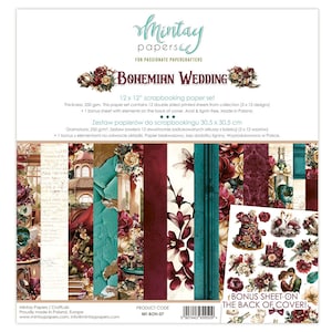 Collezione Boho Wedding Scrapbooking di Mintay, carte di design Dark Romantic Love per lavori di carta e decorazioni per la casa, creazione di biglietti di album fai da te