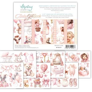 Elementi di taglio fussy per bambine per scrapbooking e creazione di biglietti di Mintay Papers, abbellimenti, regalo per album per neonati, neonato rosa