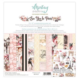 Coleção de Scrapbooking See You in Paris da Mintay, papéis de designer TRavel Love Valentine, artesanato em papel e decoração para casa, faça você mesmo ...