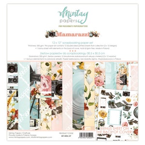 Peut inclure: Un ensemble de papier pour scrapbooking de 30,5 x 30,5 cm sur le thème des appareils photo vintage. L'ensemble comprend 12 feuilles recto verso avec des motifs floraux et des appareils photo. Le papier est sans acide ni lignine et fabriqué en Pologne. Le code produit est MT-MRA-07.