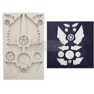 Cogs & Wings Finnabair Decor Silicone Imaginarium Moulds 966614 for Mixed Media Steampunk Art, Food safe Chocolate Cake Clay Resin mold