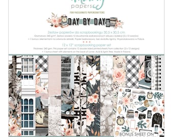 Collezione di scrapbooking Day by Day di Mintay Papers, blocchi fronte-retro, cartoncino di design per lavori di cartoleria fai da te, creazione di biglietti, mini album regalo