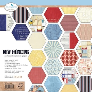 New Horizons Elizabeth Craft Designs 12" x 12" Double-Sided Patterned Cardstock Paper Pack junk journaling, planners, home decor paper craft