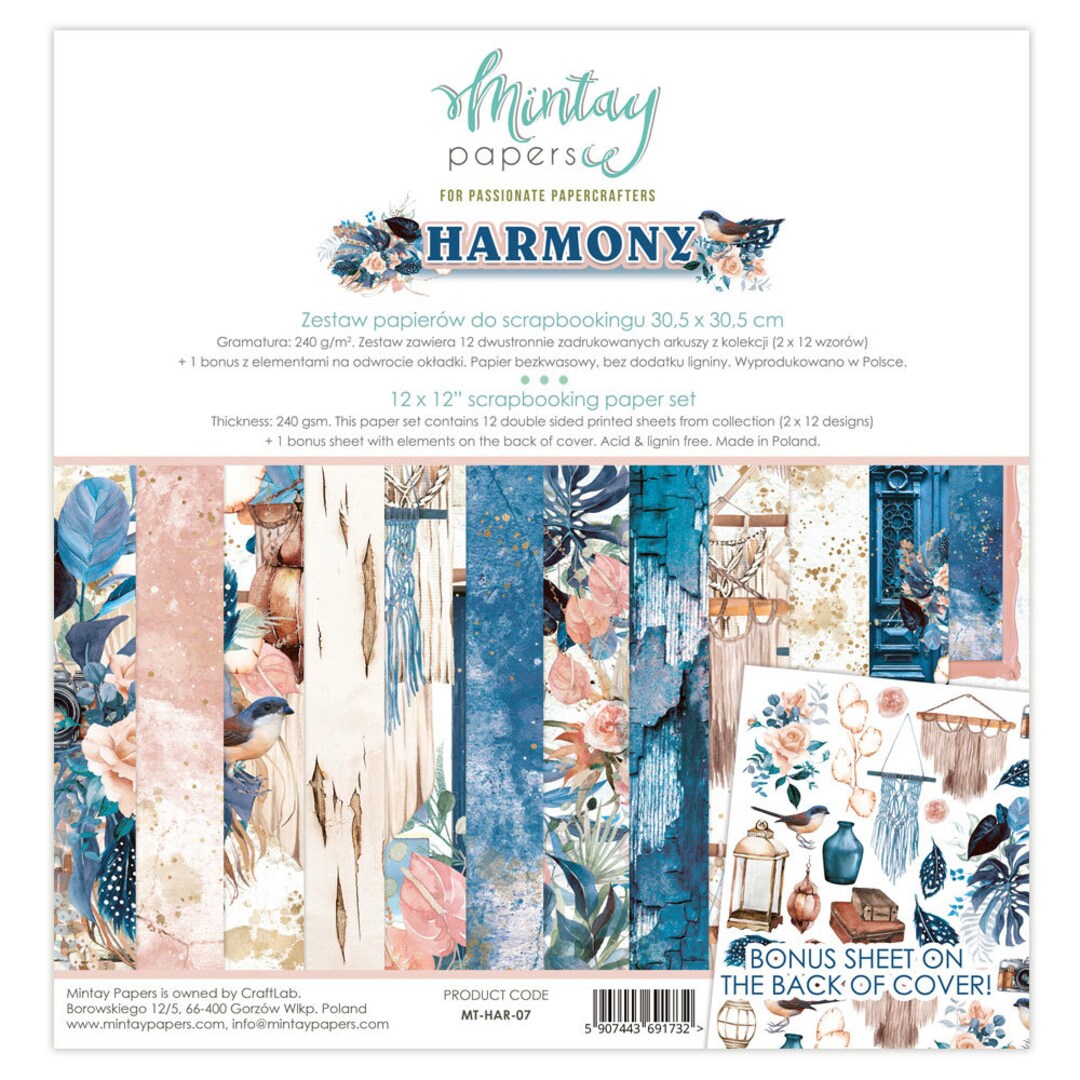Harmony by Mintay Papers, Blue Pink Boho Summer Feminine Scrapbooking ...