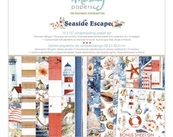 Seaside Escape Scrapbooking Collection Die Cuts & Sticker Chipboard Elements by Mintay, Sea Beach Ocean DIY Paper Crafts Card Album Supplies