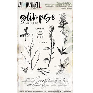 Ensemble de timbres transparents Everyday Glimpse par 49 & Market vintage Artistry, Designer Clear Stamps for Planners, Junk Journaling, paper crafts, herbary