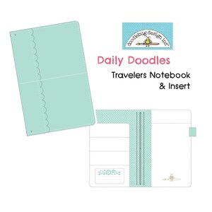 Mint Doodlebug Design デイリープランナー レザー詰め替え可能トラベルプランナー（インサート付き）、拡張可能なジャーナルキット、トラベラーズノートギフトセット
