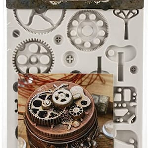 Mechanica Finnabair Decor Silicone Moulds, Gears for cake chocolate candy clay resin mould, furniture renovation, DIY mixed media elements