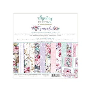 Graceful Scrapbooking Collection by Mintay, Floral Double Sided Pattern Paper Pad, Chipboard Stickers, Romantic DIY album card home decor
