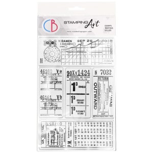 Juego de sellos transparentes con cupones y boletos antiguos para manualidades de papel, juegos de sellos de la colección Junk Journaling de Ciao Bella, sellos de fotopolímero para bricolaje