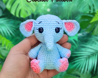 Patrón de elefante amigurumi a crochet, animales de safari a crochet, tutorial en PDF