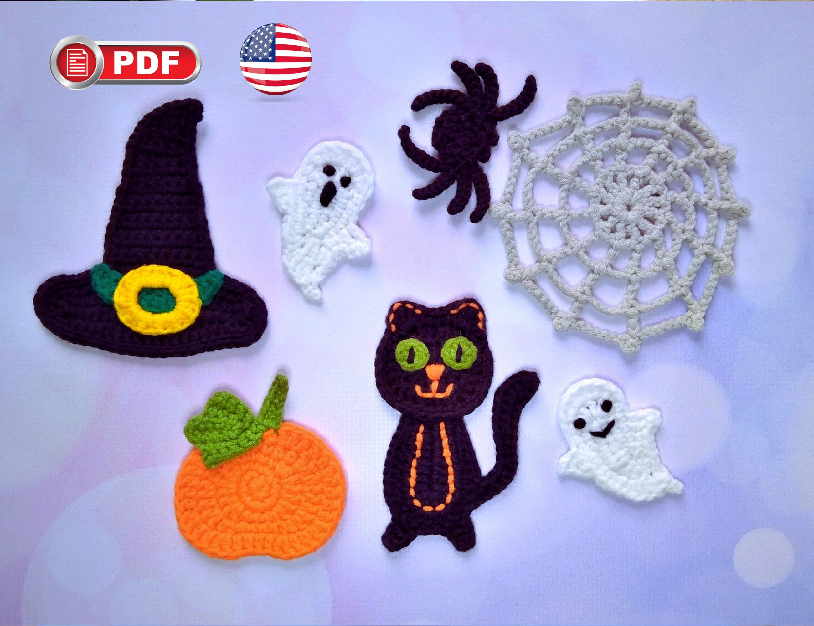 Halloween Easy Crochet Applique Pattern PDF INSTANT DOWNLOAD - Etsy
