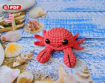 Crochet Crab Pattern, Crochet Sea Animals, Amigurumi Crochet Sea Creature Pattern, Crab Keychain