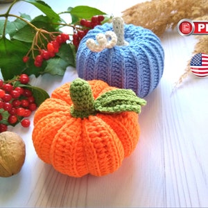 Halloween Crochet Pumpkin Pattern, Pumpkin Decor, Halloween Decoration image 1