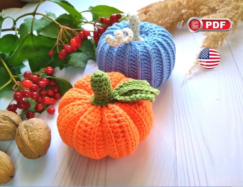 Halloween Crochet Pumpkin Pattern, Pumpkin Decor, Halloween Decoration image 1