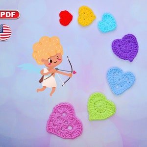 Crochet Heart Patterns, Heart Applique Pattern, Valentines Decor
