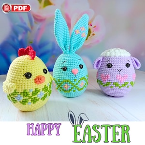 Easter Crochet Pattern Bundle: Bunny, Lamb, Chick, Easter Amigurumi, Easter Eggs, Crochet Easter Decor
