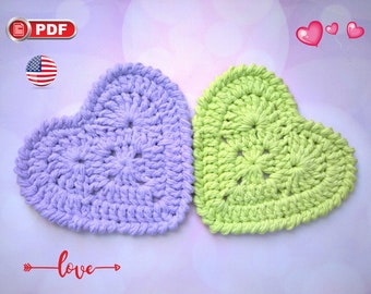 Crochet Heart, Granny Square Pattern, Mug Rug,  Crochet Coaster Pattern, Table decor, Handmade Coaster, Digital file Ukraine