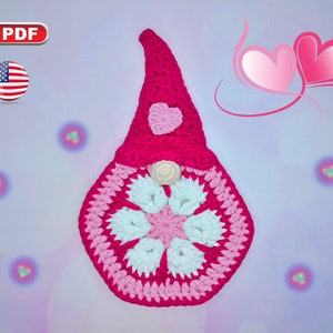 Valentine Gnome Coaster Crochet Pattern, Gnome Decor