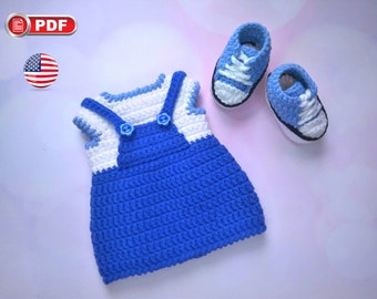Crochet Clothes Pattern for Amigurumi Doll 12 inch (30 cm), Baby Doll Clothes, Crochet Sneakers
