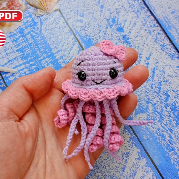 Crochet Jellyfish Pattern, Crochet Sea Animals, Amigurumi Jellyfish, Crochet Sea Creature Pattern, Jellyfish Keychain