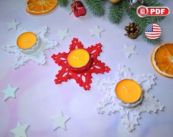 Crochet Tea Light Holder Pattern, Candle Holder, Christmas Decoration