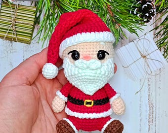 Patrón de Papá Noel a crochet, patrón de Papá Noel amigurumi navideño, decoración navideña DIY