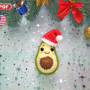 Christmas Ornament Pattern, Crochet Avocado, Amigurumi Keychain