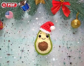 Christmas Ornament Pattern, Crochet Avocado, Amigurumi Keychain