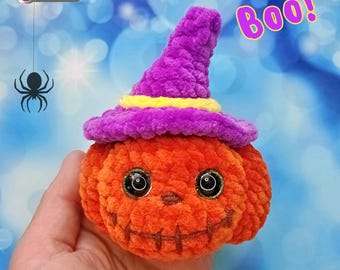Patrón de calabaza de Halloween a crochet sin costuras, patrón de amigurumi de decoración de Halloween, calabaza de peluche espeluznante