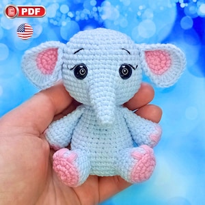 Elephant Crochet Pattern (English), Amigurumi Elephant Pattern, Crochet Safari Animals,  PDF Tutorial