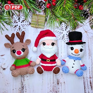 Christmas Bundle Crochet Pattern: Santa, Snowman, Reindeer, Amigurumi Pattern, Christmas Decoration
