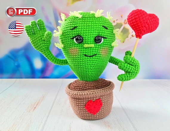 Gehkelte Amigurumi Kaktus Anleitung mit Mini Herz, gehkelter Pflanze -  Etsy.de