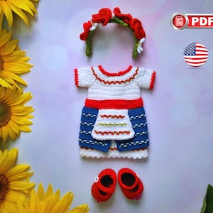 Crochet Ukrainian Traditional Clothes Pattern for Amigurumi Doll 12 inch (30 cm), Ukrainian Costume