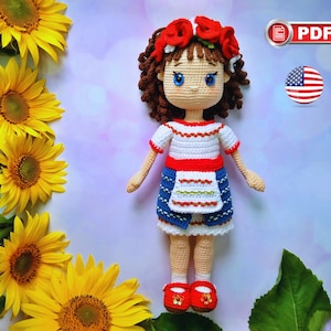 Crochet Ukrainian Amigurumi Doll Pattern, Crochet Ukrainian Traditional Clothes Pattern