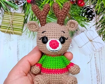 Patrón de reno navideño a crochet, patrón de ciervo amigurumi, patrón de animales a crochet, tutorial en PDF