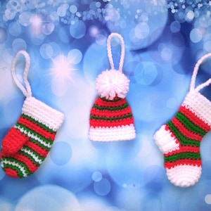 Crochet Pattern Christmas Ornaments, Crochet Christmas Decoration: Sock Mitten Hat
