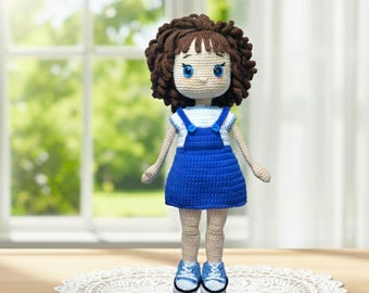 Patrón de muñeca amigurumi de ganchillo, muñeca de 30 cm con ropa extraíble