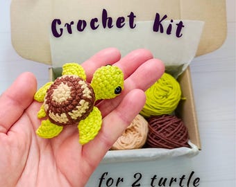 Kit de crochet de tortuga, kit de llavero amigurumi, kit de bricolaje para principiantes