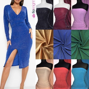 Slinky Shimmer Glitter 4 Way Stretch Dressmaking Interior Décor Fabric- Q1183