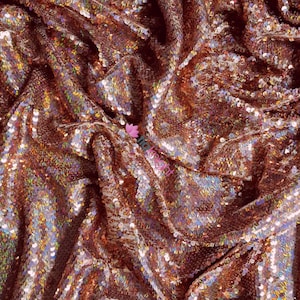 Showtime Reversible Sequins Holographic Event Decor Fabric- Sunkissed Pink SQ737 PN