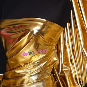 Mirror Foil Wet Look Stretch Elastane Fabric- Gold NG253 GLD By Tia Knight