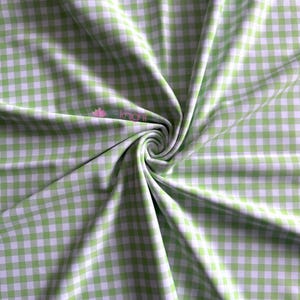 Luxe Heavy Matt Elastan 4-Wege-Stretch Schneiderei Swim Fabric - Gingham SQ882 Lime
