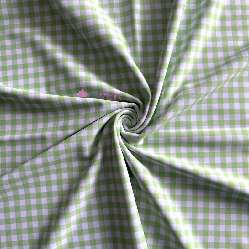 Luxe Heavy Matt Elastan 4-Wege-Stretch Schneiderei Swim Fabric - Gingham SQ882 Lime