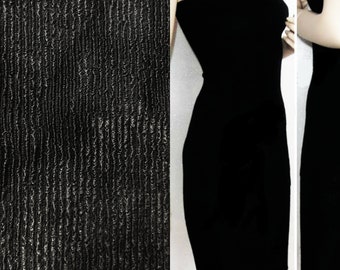 Super 4 Way Stretch Lycra Rib Tubular Dressmaking Fabric- Black SQ740 BK By Tia Knight