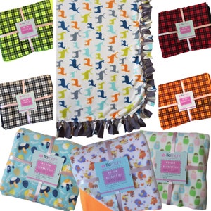 No sew Fleece Blanket DIY Kit Children Adults Gift Idea Reversible Double sided Instructions Included Etsy