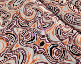 Luxe Heavy Matt Nylon Elastane 4 Way Stretch Swimwear Dressmaking Fabric - Groovy Marble SQ647 ORMLT